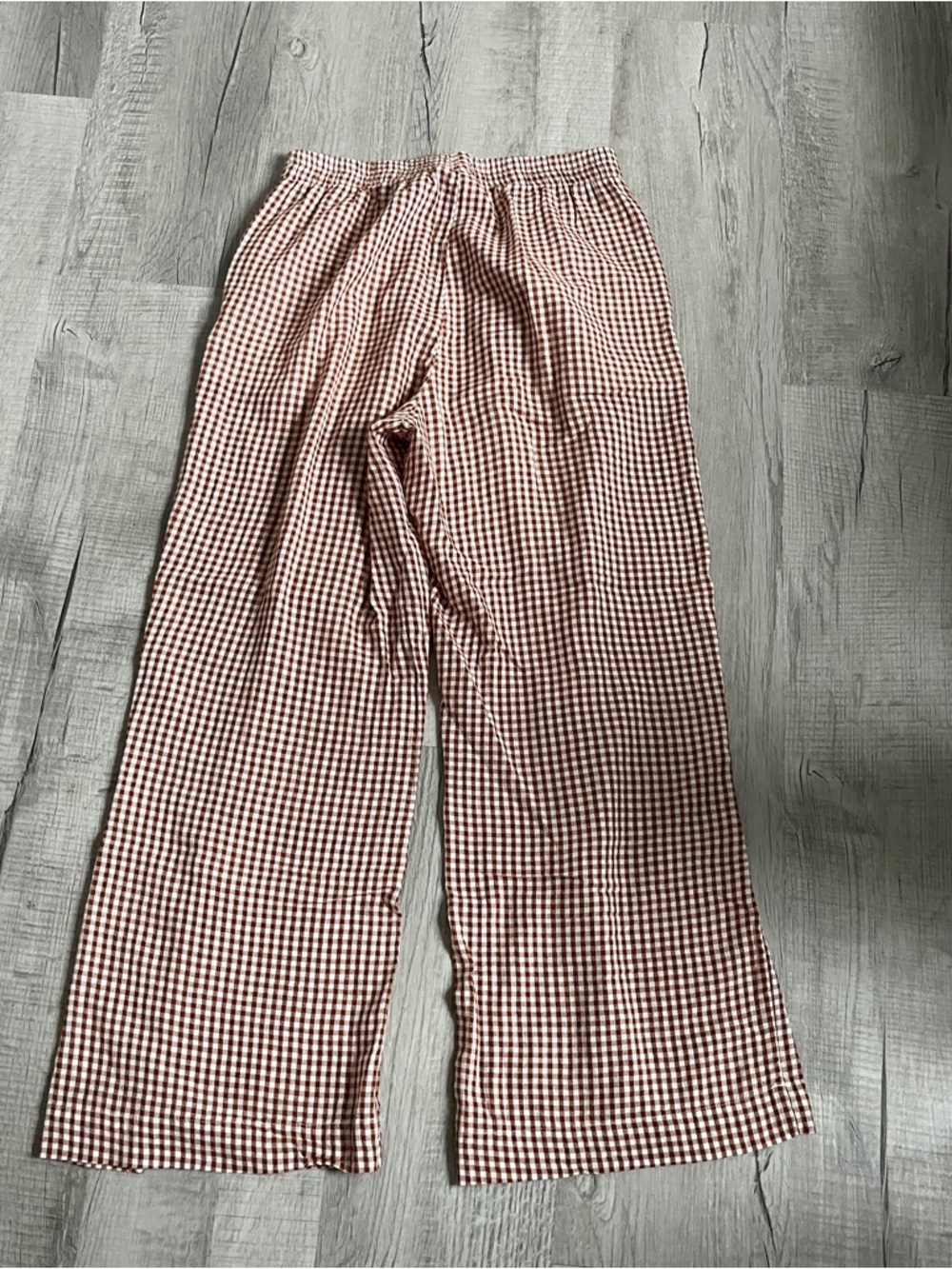 Rhythm Checked Wide-Leg Elastic Waist Pants in Brown & White size US 6 - Picture 4 of 7